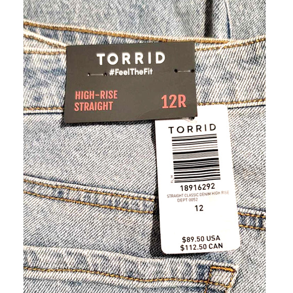 Torrid High-Rise Straight Vintage Stretch Mid-Rise Sequin Backed Jeans 12R NEW - Picture 3 of 10